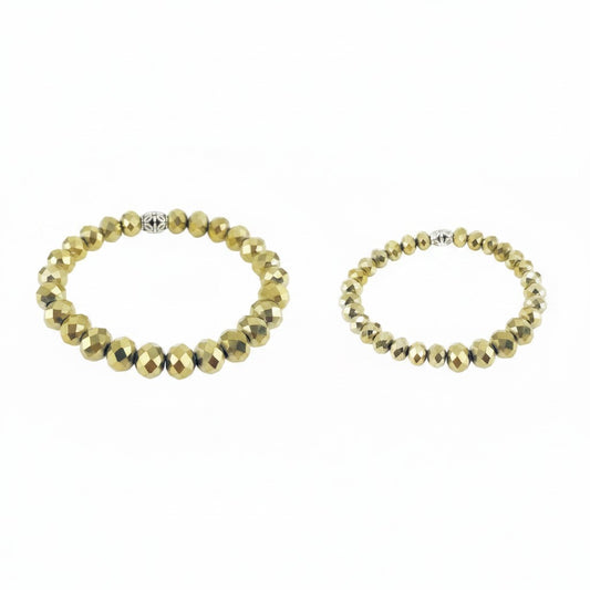 Metallic Gold Glass Bead Stretchy Bracelet