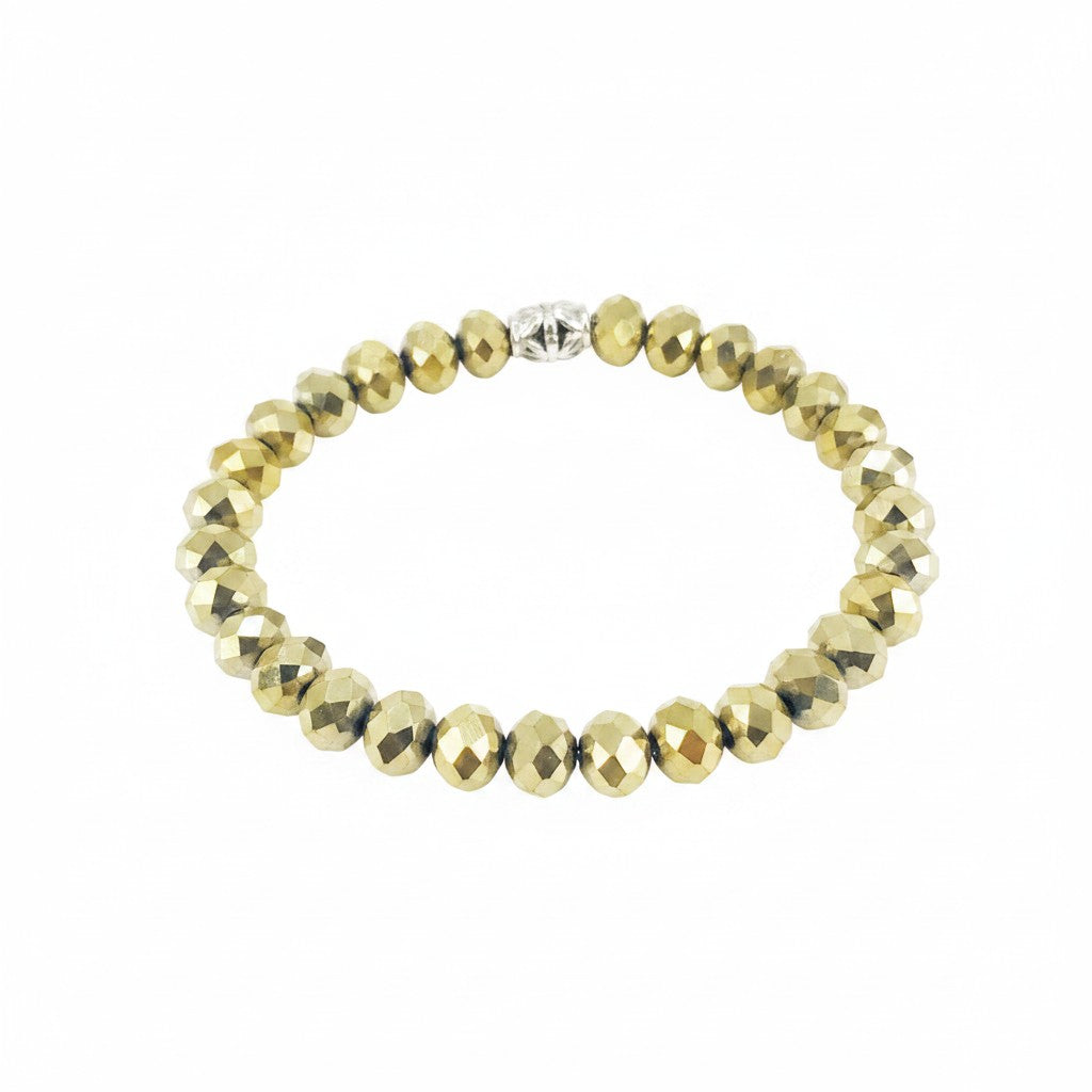 Metallic Gold Glass Bead Stretchy Bracelet