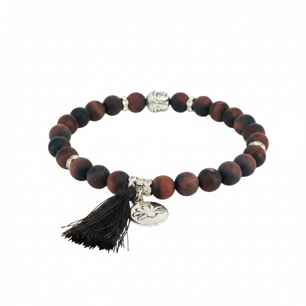 Natural Gemstone & Tassel Stretch Bracelet