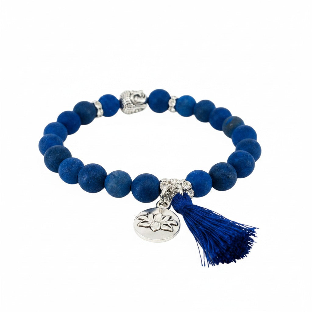 Natural Gemstone & Tassel Stretch Bracelet