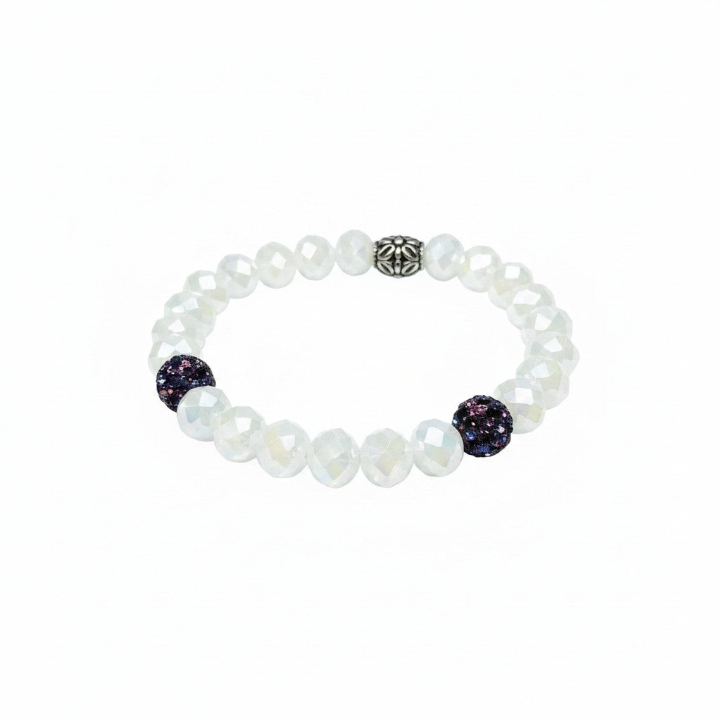 White AB Leopard Stretch Bracelet