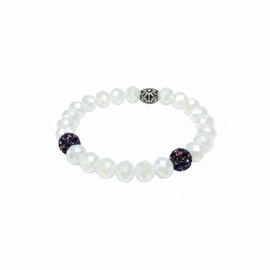 White AB Leopard Stretch Bracelet