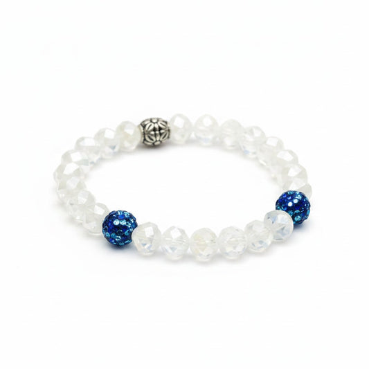 White AB Leopard Rhinestone Bracelet