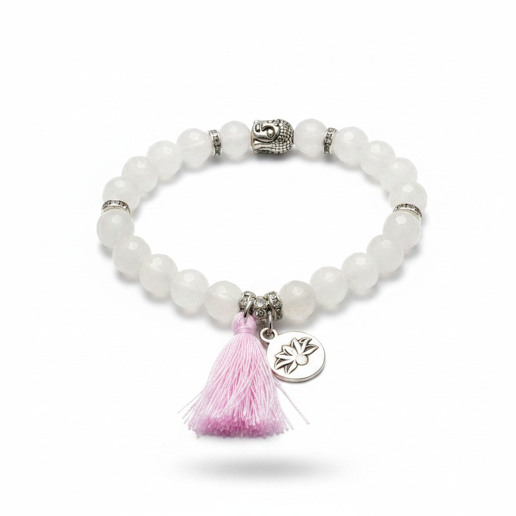 Natural Gemstone & Tassel Stretch Bracelet