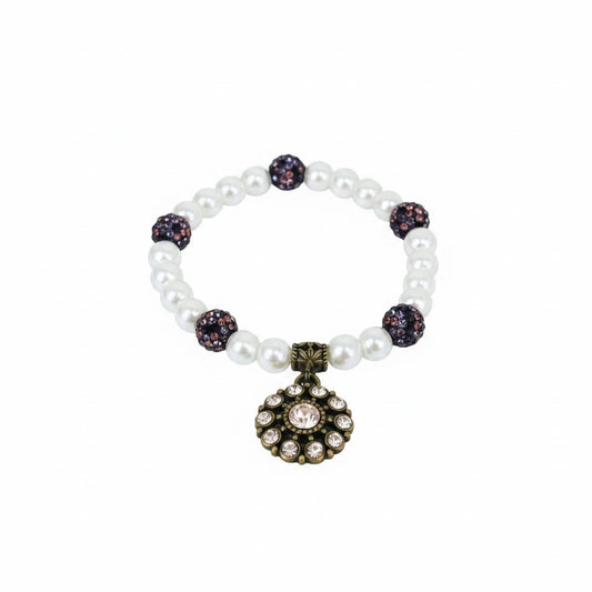 Light Amethyst Pearl Charm Bracelet