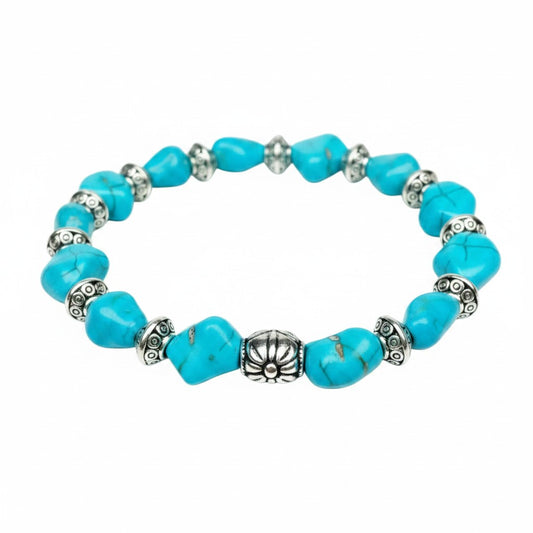 Turquoise Dyed Hematite Gemstone Stretch Bracelet