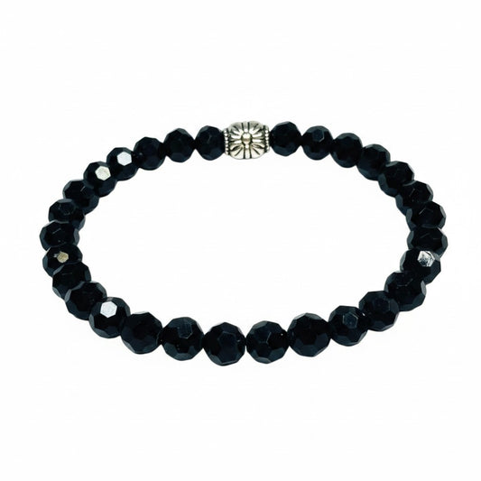 Black Faceted Glass Bracelet