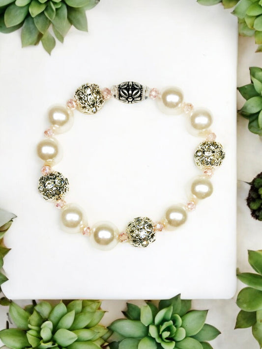 Glass Bead Stretchy Bracelet - B1237