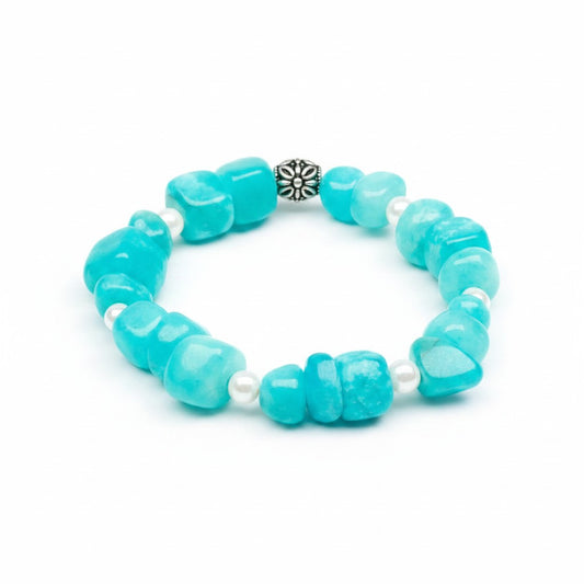 Aqua Shell Pearl Stretch Bracelet