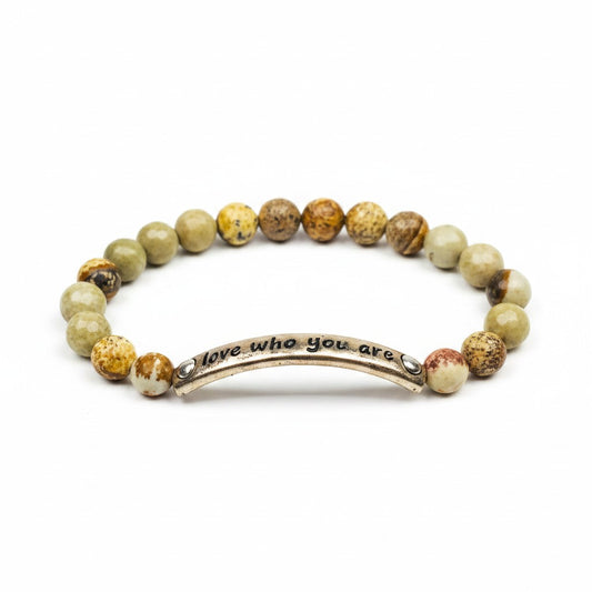 Natural Picture Jasper Gemstone Stretch Bracelet