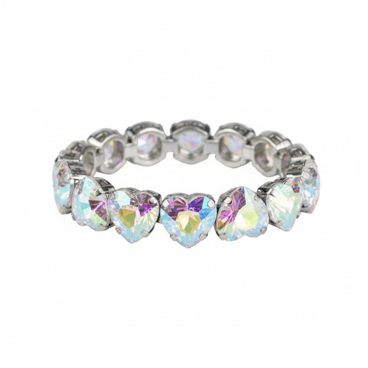 Clear AB Heart Rhinestone Bracelet