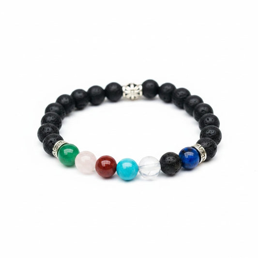 Lava Rock Semi-Precious Gemstone Stretch Bracelet