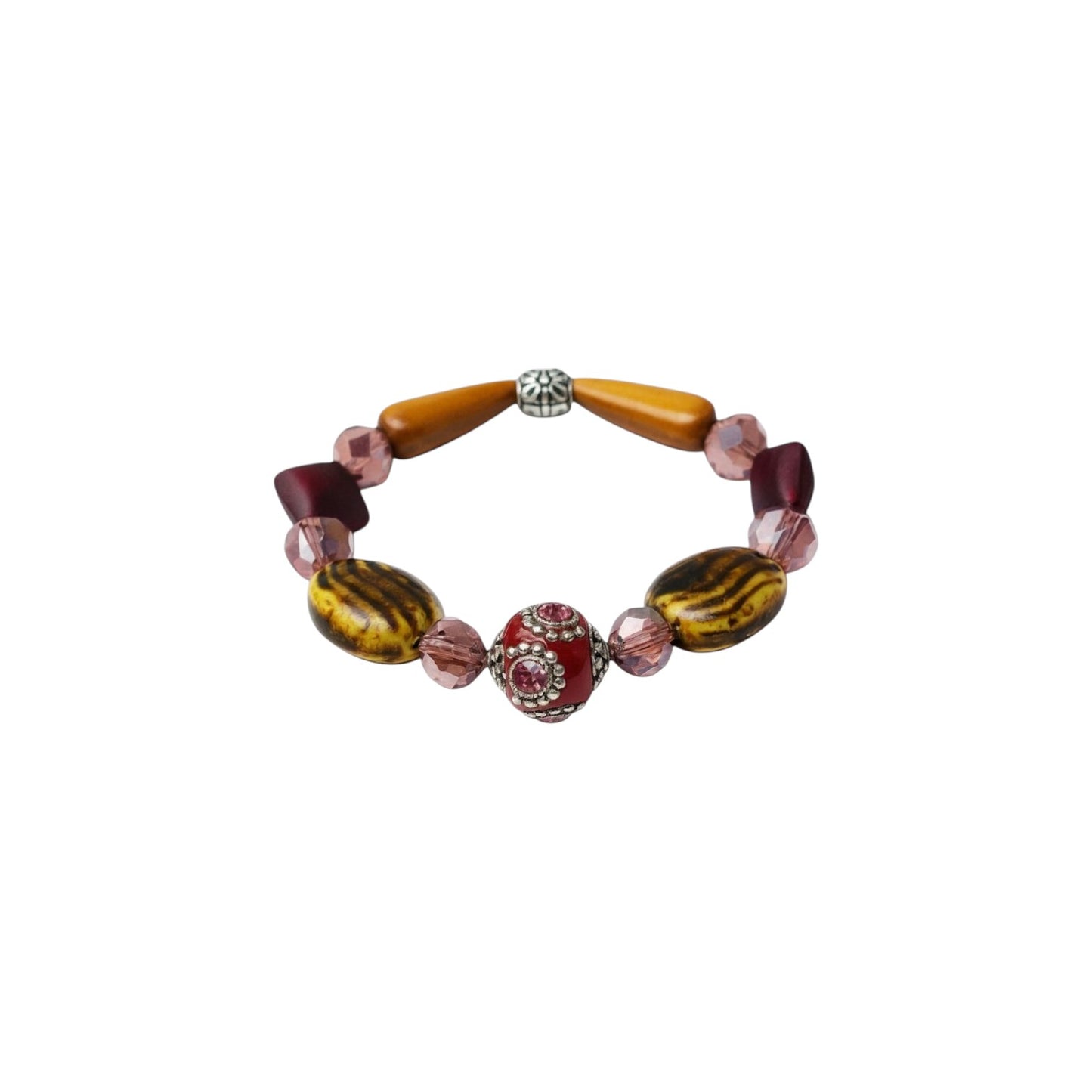 Big & Bold Wildberry Glow Glass Bead Stretch Bracelet