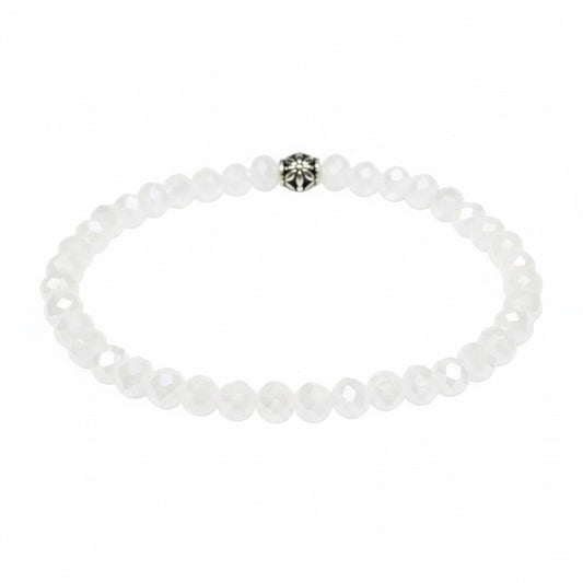 White Faceted Glass Bracelet