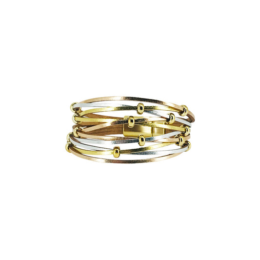 Metallic Leather Magnetic Bracelet