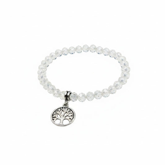 Silver Fleck Tree of Life Stretch Bracelet