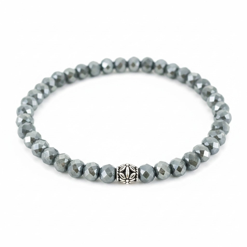 Smoky Silver Glass Bracelet