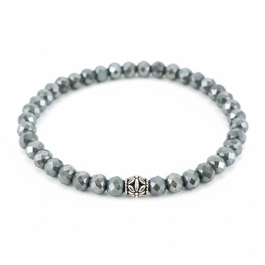 Smoky Silver Glass Bracelet