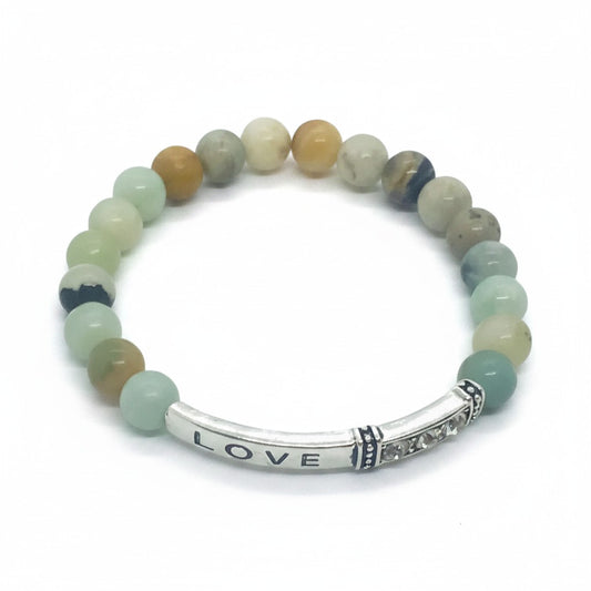 Amazonite Love Natural Gemstone Stretch Bracelet