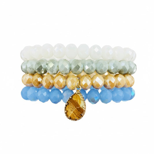 Seaside Pastel Charm Stack Bracelet Set