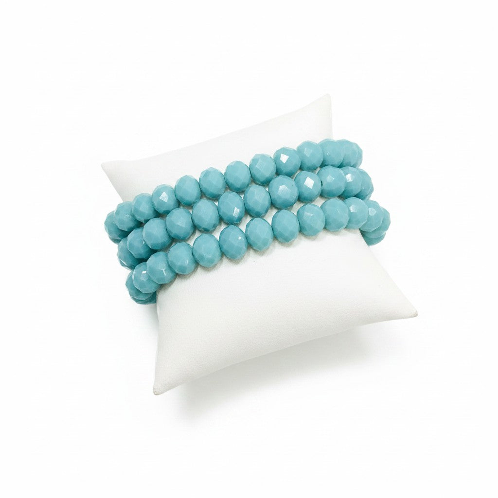Aqua Glass Bead Multi-Strand Stretch Bracelet