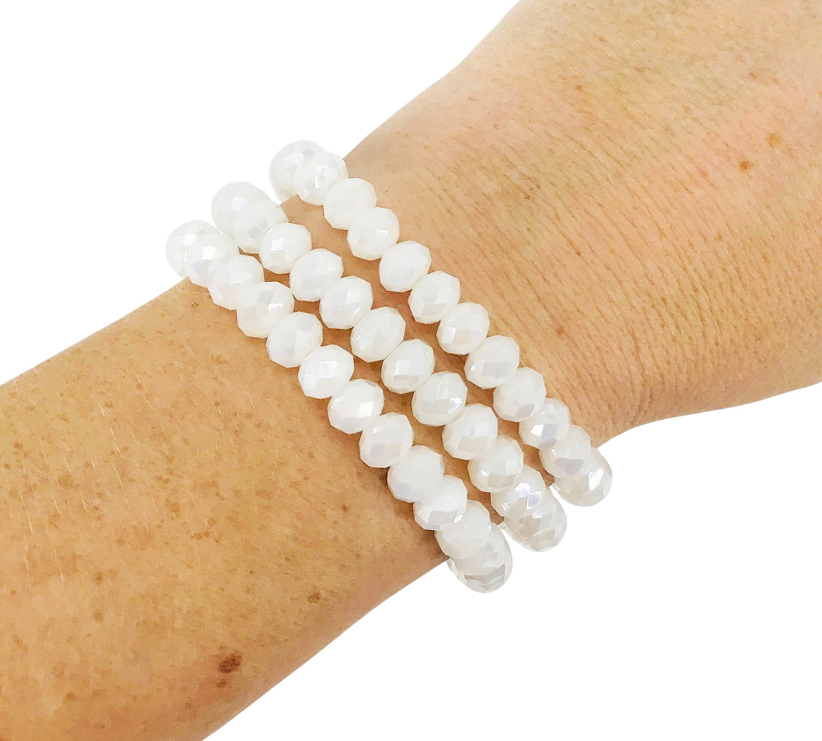White Three-Strand Stretch Bracelet