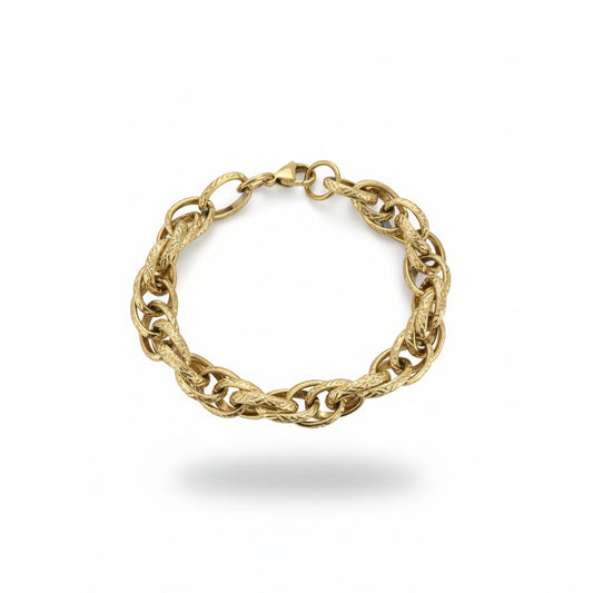 Gold Twisted Rope Link Chain Bracelet