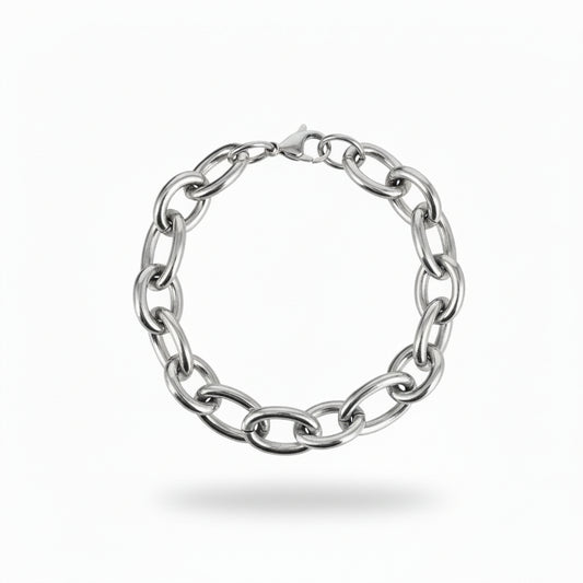 Silver Modern Cross-Link Chain Bracelet
