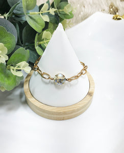 Crystal & Paperclip Chain Bracelet - B1817