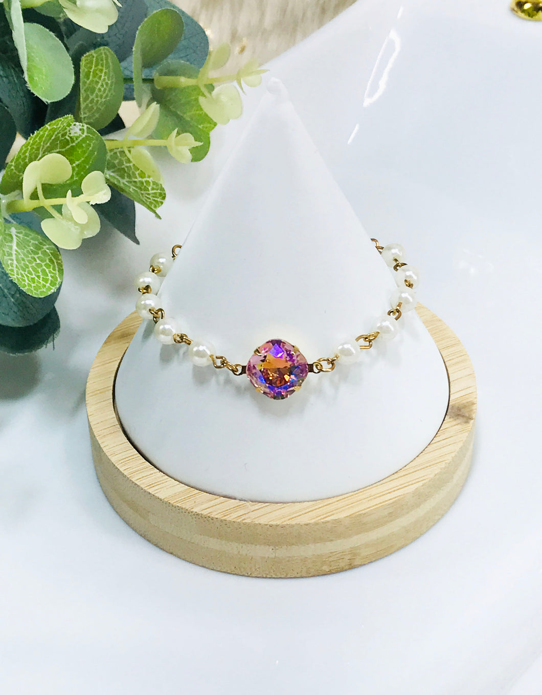 Crystal & Pearl Beaded Bracelet - B1827
