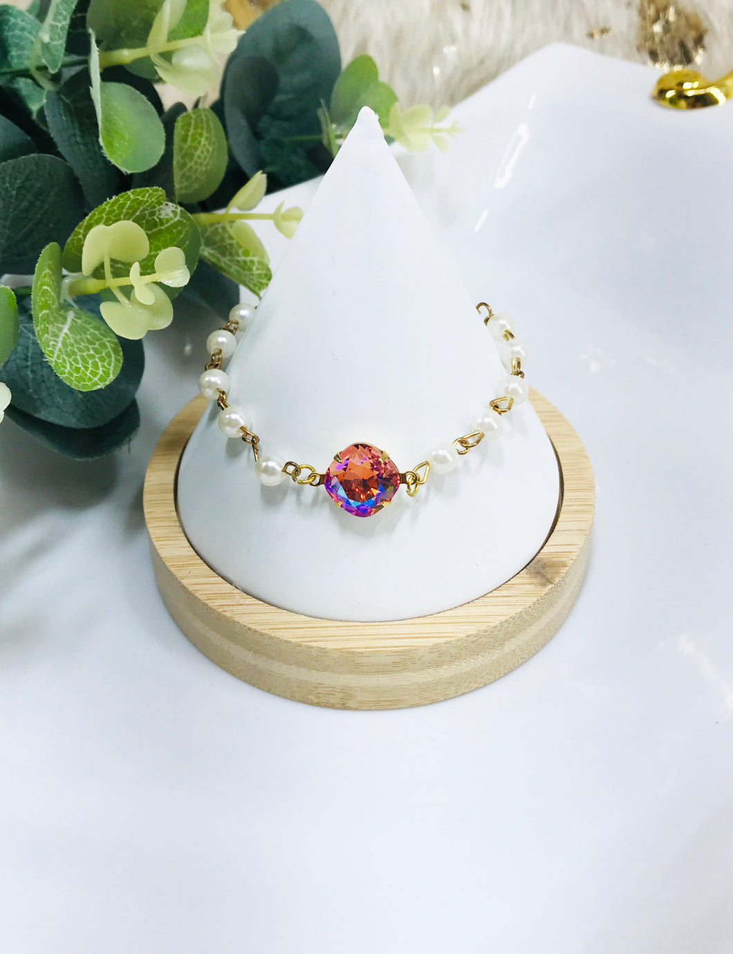 Crystal & Pearl Beaded Bracelet - B1828