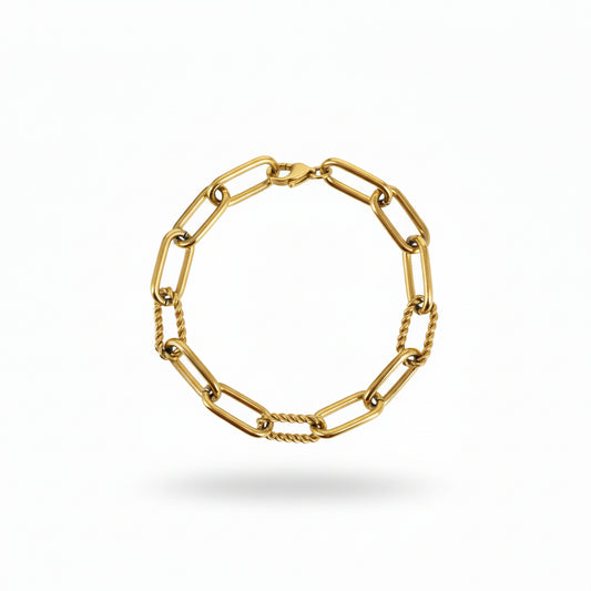 Gold Mixed-Link Paperclip Chain Bracelet