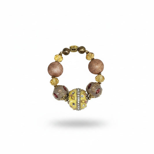 Big & Bold Citrine Blush Glass Bead Stretch Bracelet