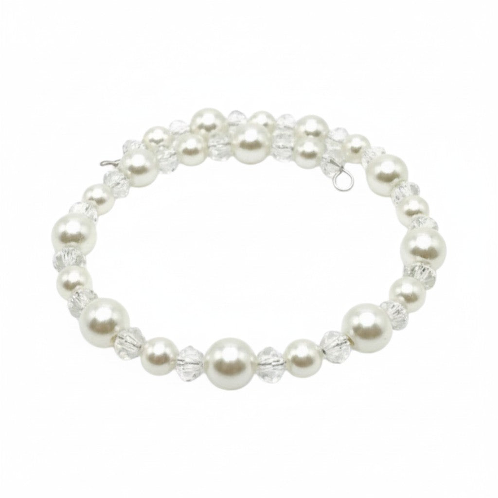 White Glass Bead Wrap Bracelet