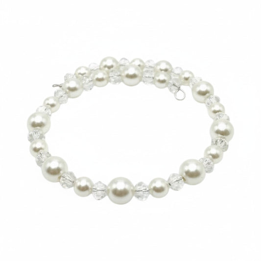 White Glass Bead Wrap Bracelet