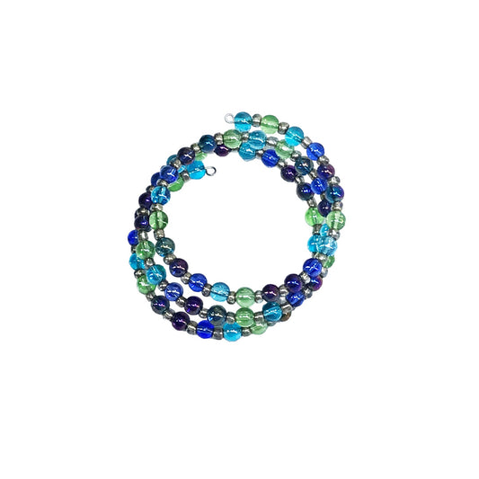Blue Green Glass Wrap Bracelet