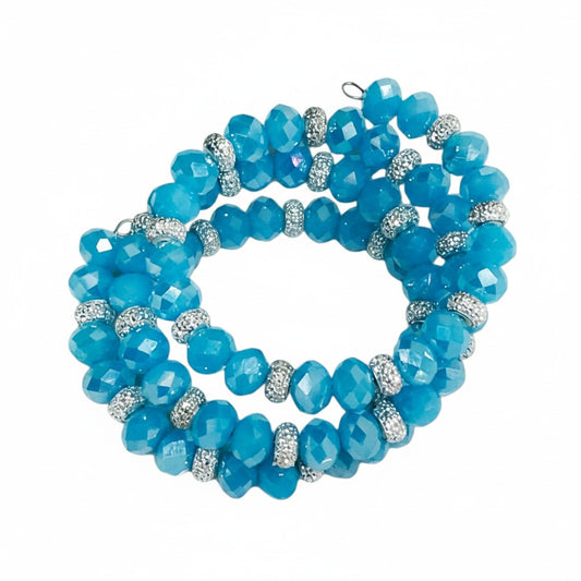 Turquoise Sparkle Glass Wrap Bracelet