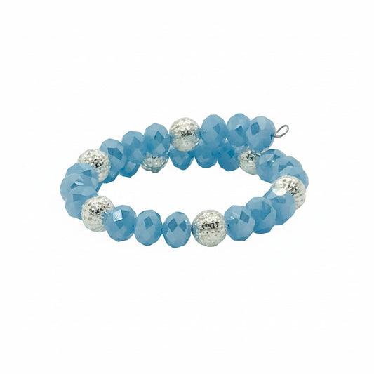 Sky Blue Glass Wrap Bracelet