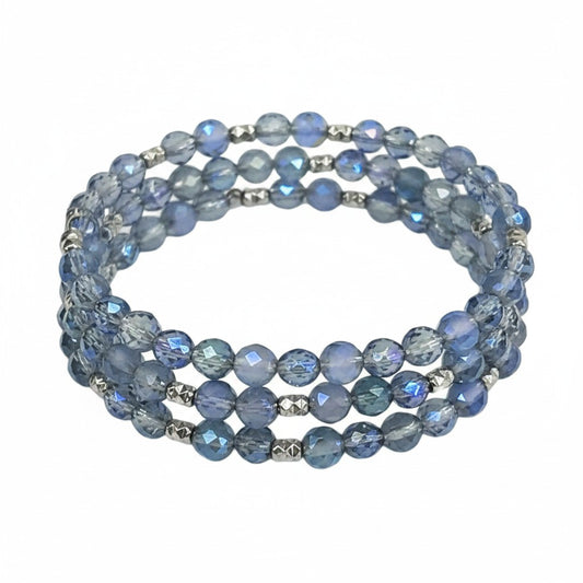 Blue Gray Glass Wrap Bracelet