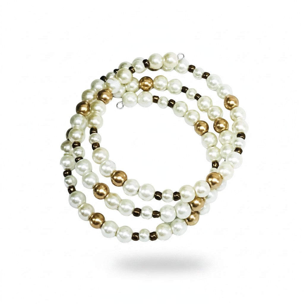 White Glass Pearl Wrap Bracelet