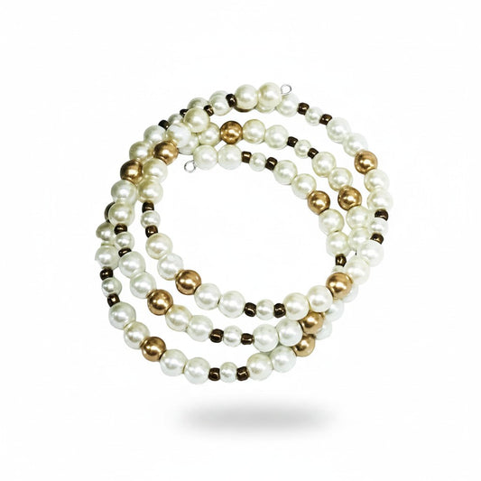 White Glass Pearl Wrap Bracelet