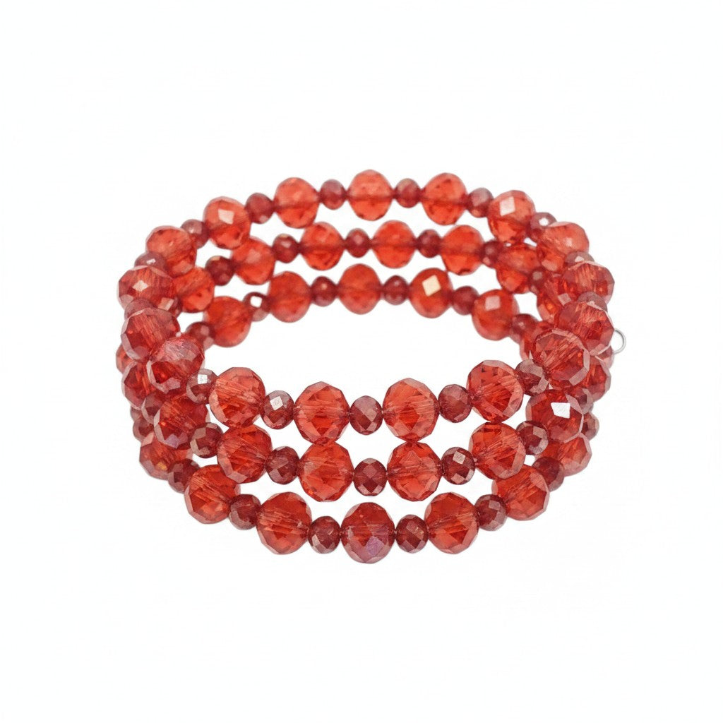 Coral Red Glass Wrap Bracelet