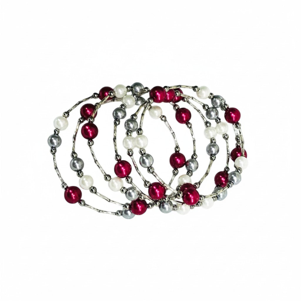 Magenta Glass Pearl Wrap Bracelet