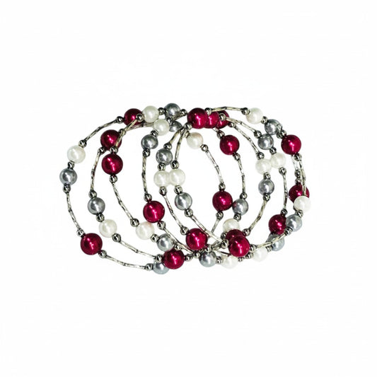 Magenta Glass Pearl Wrap Bracelet