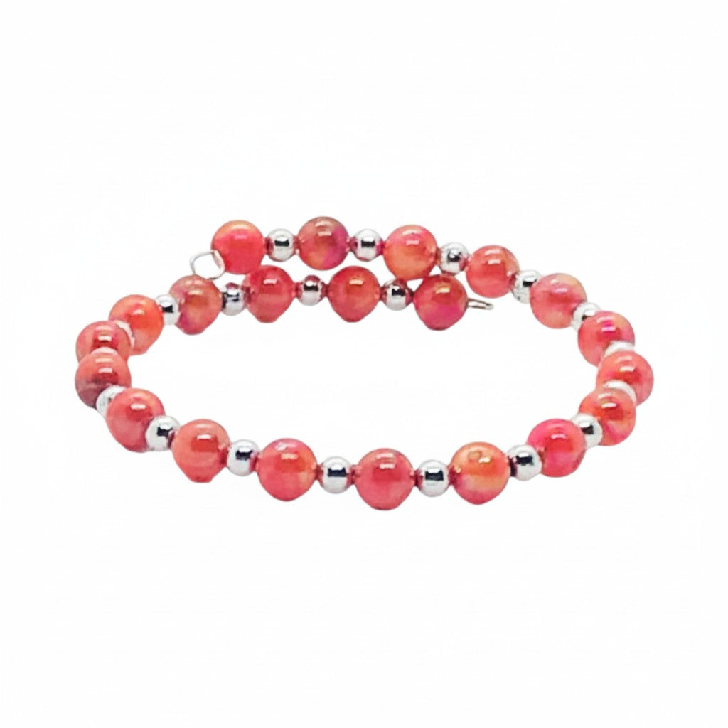 Coral Glass Wrap Bracelet