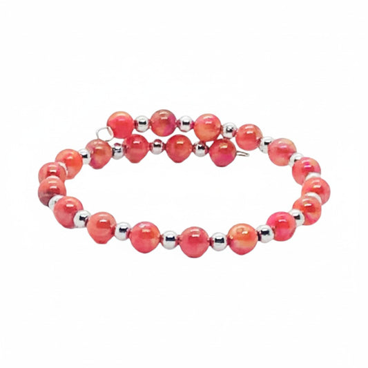 Coral Glass Wrap Bracelet