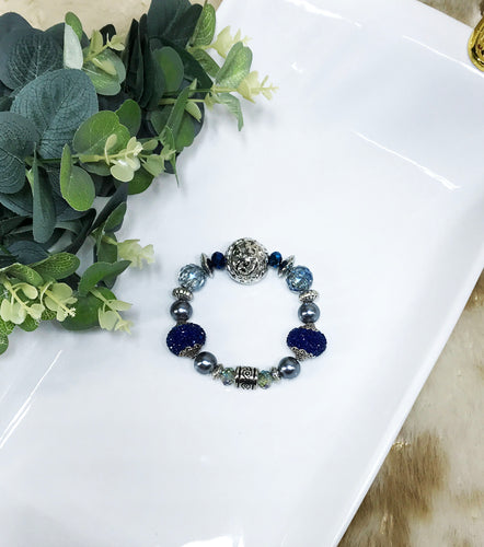 Big & Bold Collection Glass Bead Stretchy Bracelet – B2024