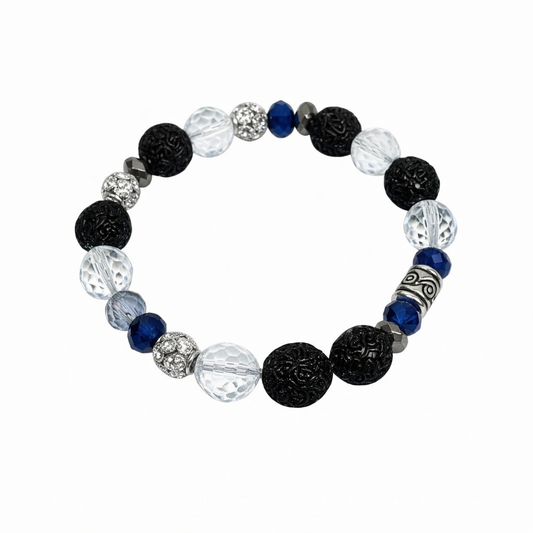 Big & Bold Sapphire Noir Statement Stretch Bracelet