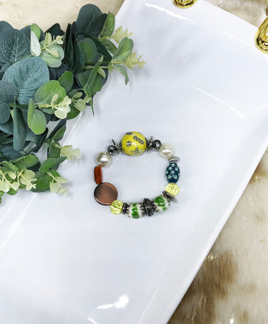 Big & Bold Collection Glass Bead Stretchy Bracelet – B2027