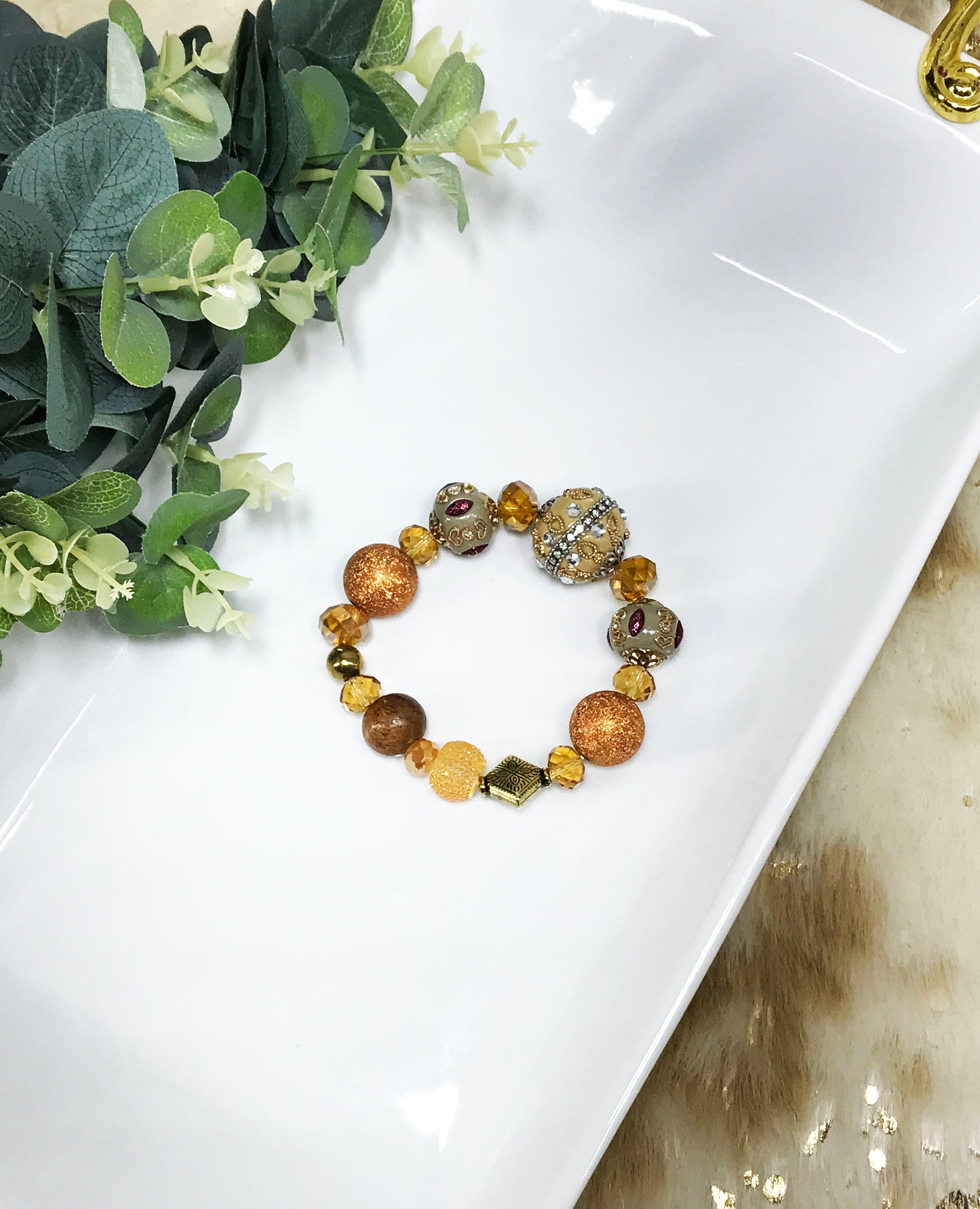 Big & Bold Collection Glass Bead Stretchy Bracelet – B2031